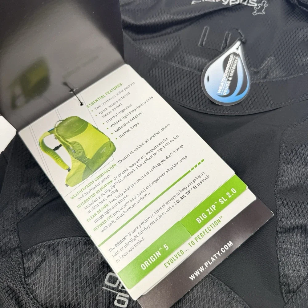Platypus Hydration Backpack Origin 5 Pack Black‎ Hiking Mountain Biking *LOGO*